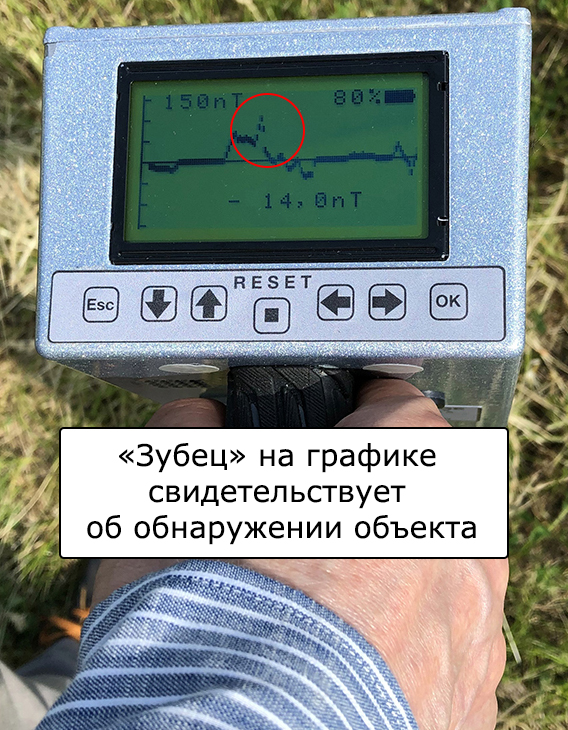 Объект на экране магнитометра Garand 101